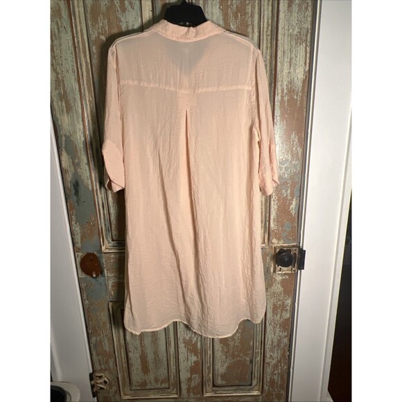 Niche Nilgun Derman Peach Colored Shirt Dress L Half Buttons Knee Length - Picture 7 of 8